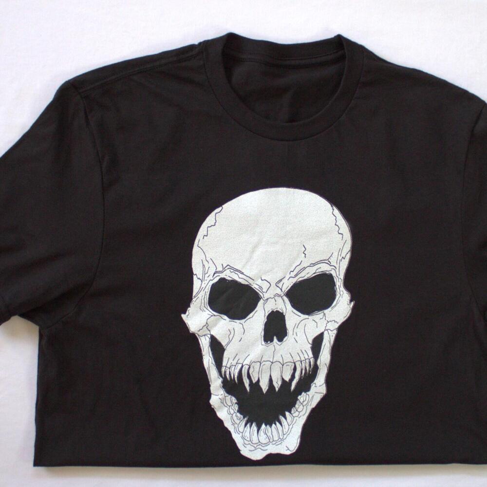 Skull Black Tshirt-White Skull